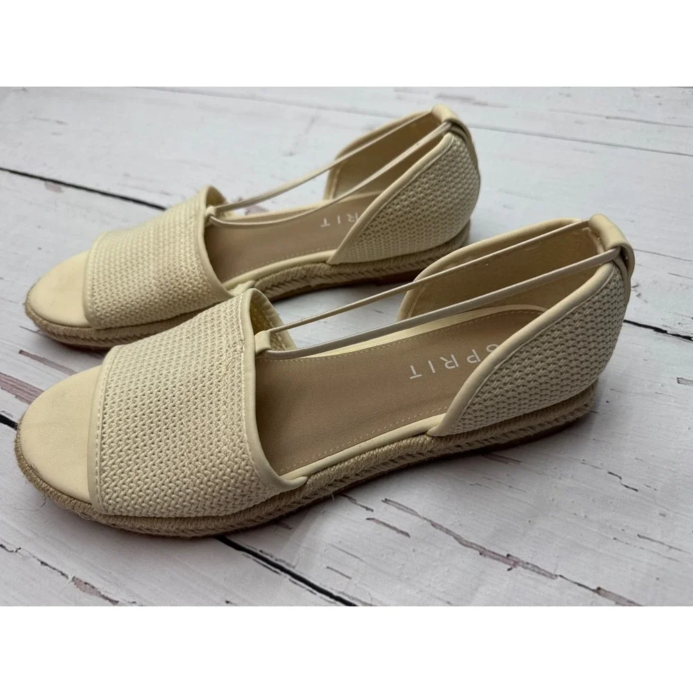 Esprit Ada Cream Beige‎ Woven Espadrille Flat Sandals Womens 8.5M Boho-Chic